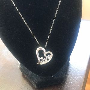 Diamond heart necklace silver